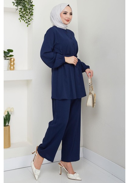 Hakim Yaka Gömlekli Ikili Takım Lacivert HM2688 modelleri