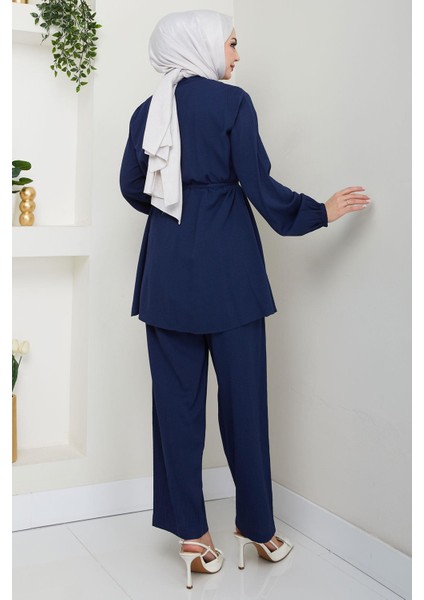 Hakim Yaka Gömlekli Ikili Takım Lacivert HM2688 indirimleri