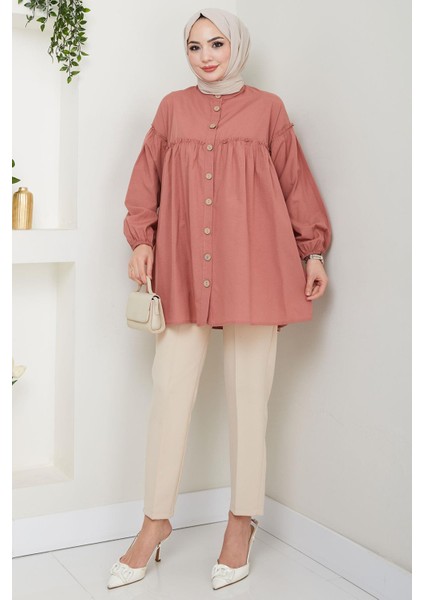 Büzgülü Tunik Gül Kurusu HM2411
