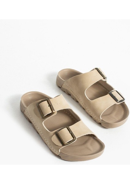 Bej Yazlık Unisex Çift Toka Yumuşak ve Hafif Terlik fiyatları