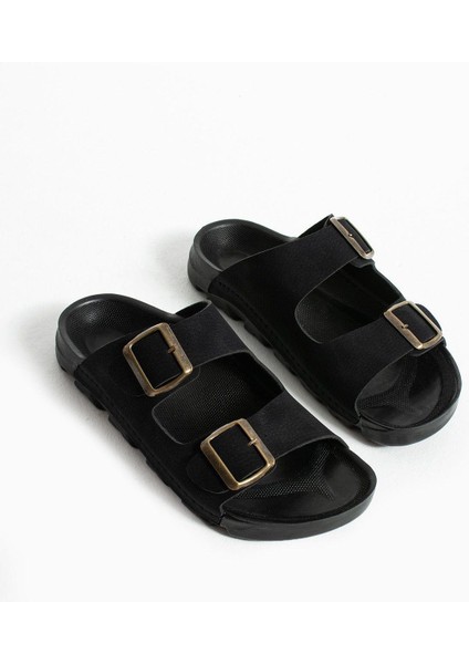 Siyah Yazlık Unisex Çift Toka Yumuşak ve Hafif Terlik fiyatları