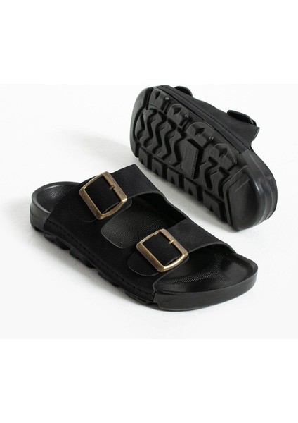 Siyah Yazlık Unisex Çift Toka Yumuşak ve Hafif Terlik modelleri