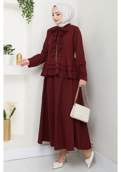 Fırfırlı Etekli Takım Bordo HM2722 fiyatları