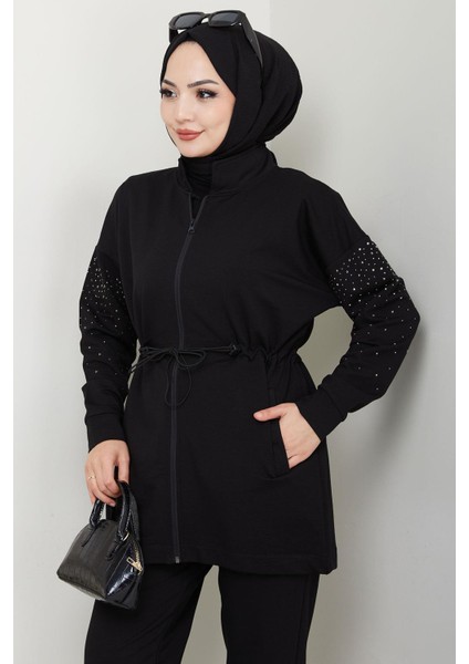 Kolu Taşlı Beli Bağcıklı Takım Siyah HM2718