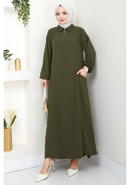 Yarım Fermuarlı Cepli Ayrobin Takım Haki HM2759