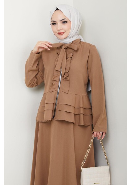 Fırfırlı Etekli Takım Vizon HM2722 modelleri