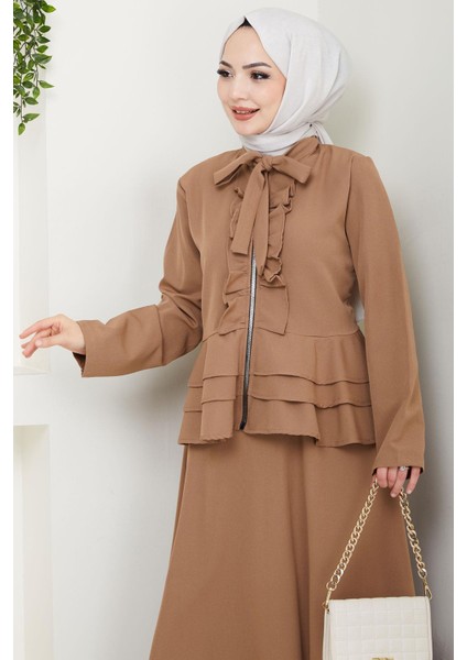 Fırfırlı Etekli Takım Vizon HM2722 indirimleri