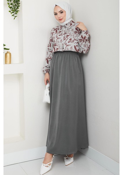 Çiçek Desenli Etekli Takım Kahverengi HM2739 fiyatları