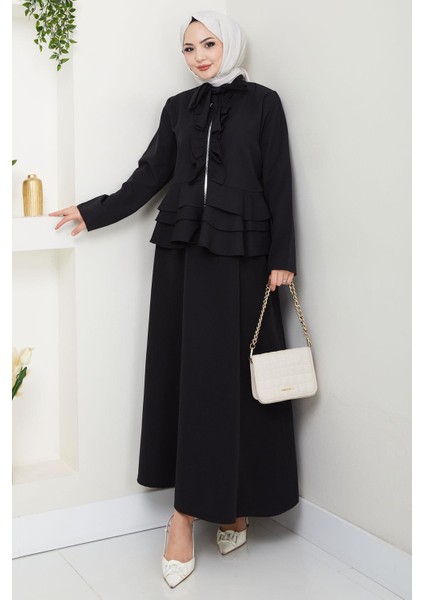 Fırfırlı Etekli Takım Siyah HM2722