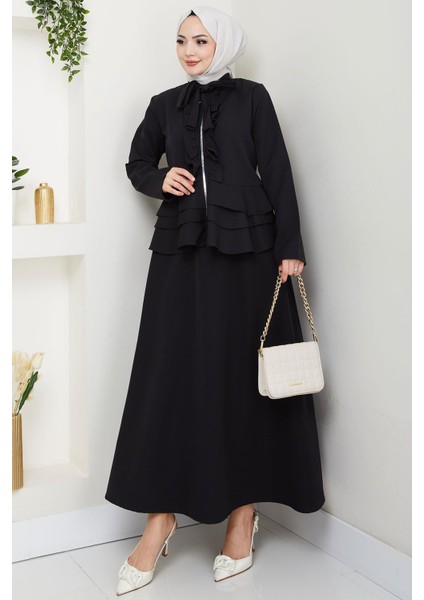 Fırfırlı Etekli Takım Siyah HM2722 modelleri