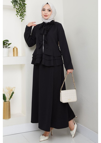Fırfırlı Etekli Takım Siyah HM2722 fırsatları
