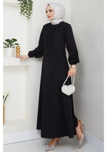 Önü Fiyonklu Etekli Ikili Takım Siyah HM2705 fırsatları