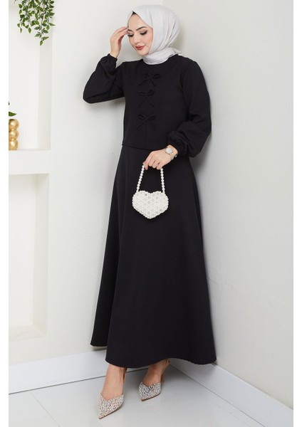 Önü Fiyonklu Etekli Ikili Takım Siyah HM2705 indirimleri