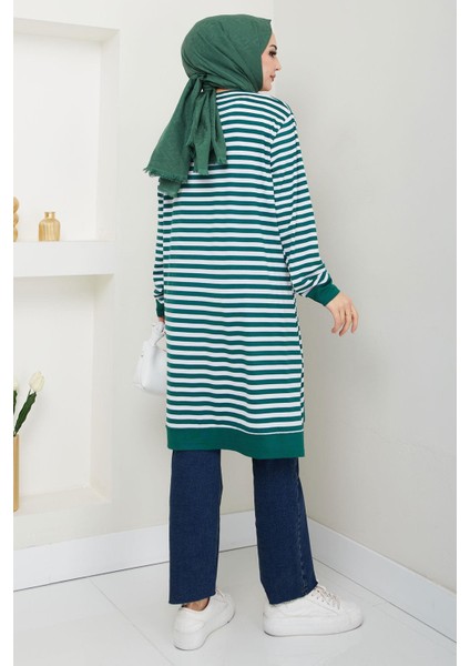 Çizgili Penye Tunik Zümrüt HM2418 indirimleri