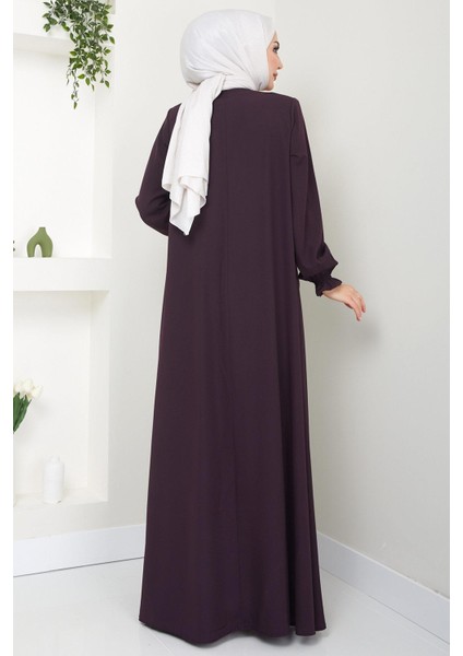 Büyük Beden Mevlana Ferace Mürdüm HM02153 indirimleri