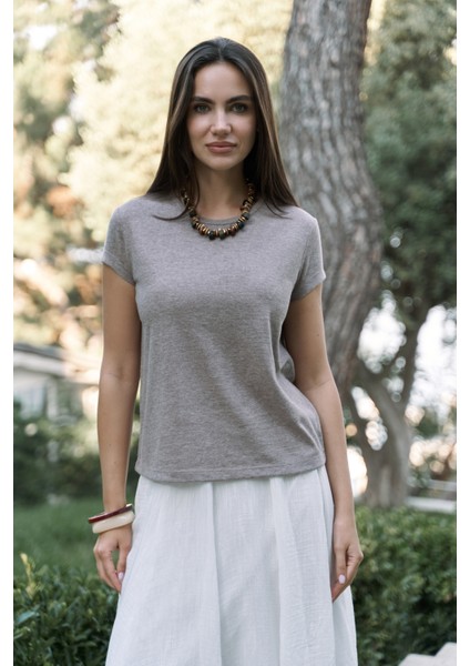 Suva Kısa Kol Vizon T-Shirt