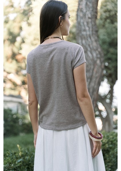 Suva Kısa Kol Vizon T-Shirt modelleri