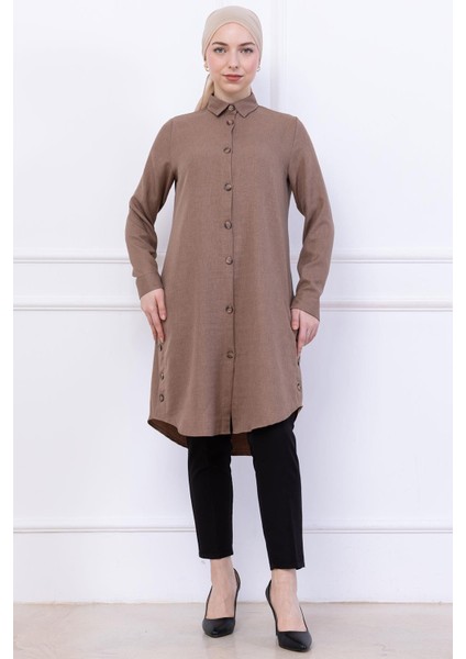 Düğme Detaylı Tunik Vizon HM2737