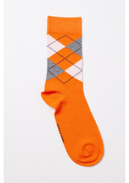 Erkek Ekose Desenli Soket Çorap Turuncu
