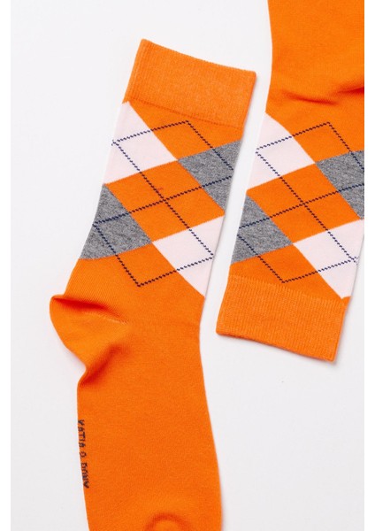 Erkek Ekose Desenli Soket Çorap Turuncu fiyatları