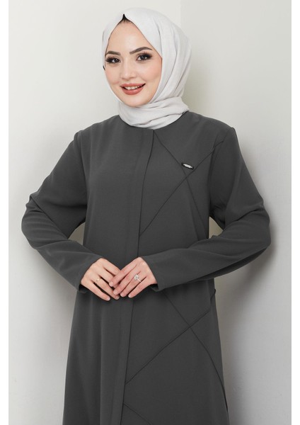 Tek Tarafı Çapraz Dikişli Ferace Füme HM2708 fiyatları