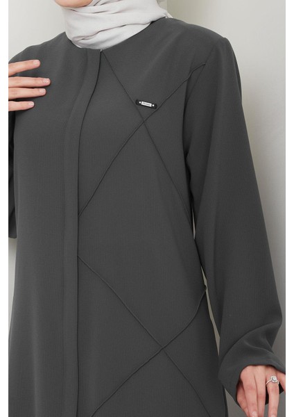 Tek Tarafı Çapraz Dikişli Ferace Füme HM2708 indirimleri