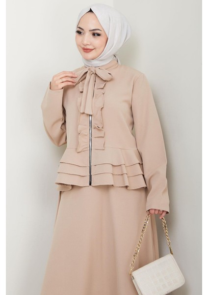 Fırfırlı Etekli Takım Bej HM2722 indirimleri