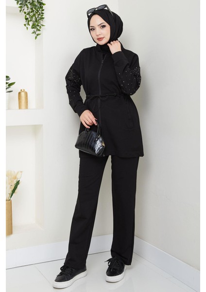 Kolu Taşlı Beli Bağcıklı Takım Siyah HM2718 fiyatları