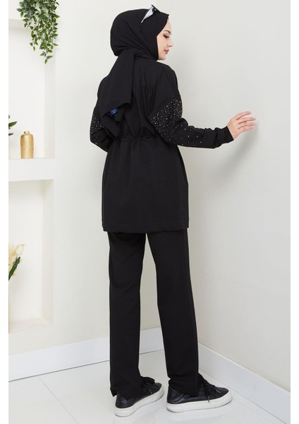 Kolu Taşlı Beli Bağcıklı Takım Siyah HM2718 indirimleri