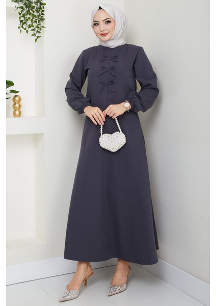 Önü Fiyonklu Etekli Ikili Takım Füme HM2705