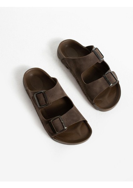 Unisex Kahverengi Terlik Yumuşak ve Hafif Pu Deri 2 cm Düz Topuklu fiyatları