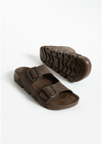 Unisex Kahverengi Terlik Yumuşak ve Hafif Pu Deri 2 cm Düz Topuklu modelleri