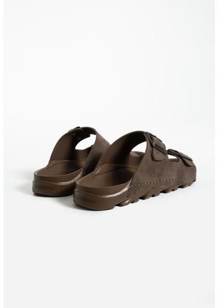 Unisex Kahverengi Terlik Yumuşak ve Hafif Pu Deri 2 cm Düz Topuklu fırsatları