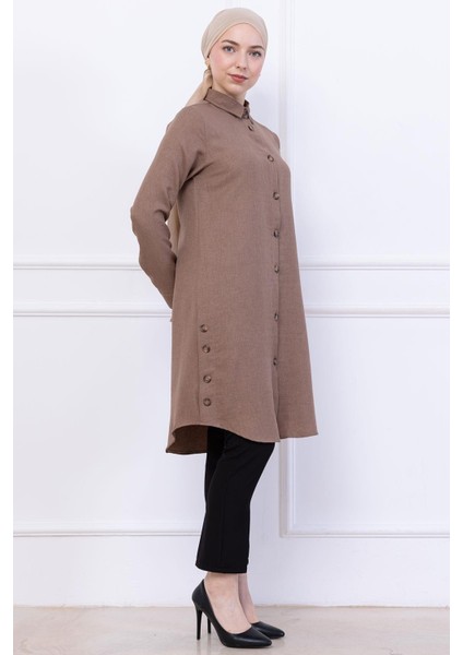 Düğme Detaylı Tunik Vizon HM2737 fiyatları