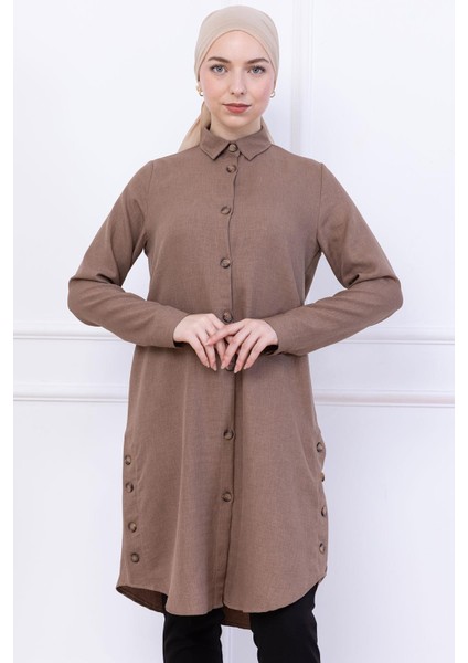 Düğme Detaylı Tunik Vizon HM2737 modelleri