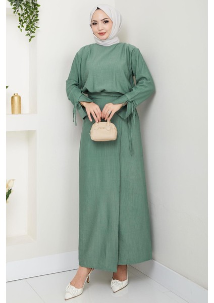 Bağcık Detaylı Etekli Takım Mint HM2724