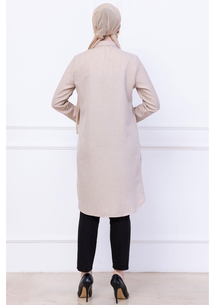 Düğme Detaylı Tunik Bej HM2737 indirimleri