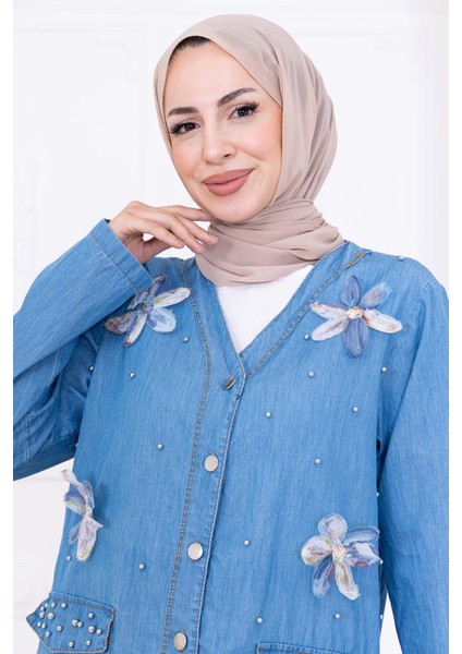 Papatya Dokunuşlu Yazlık Kot Takım HM2779 Açık Mavi indirimleri