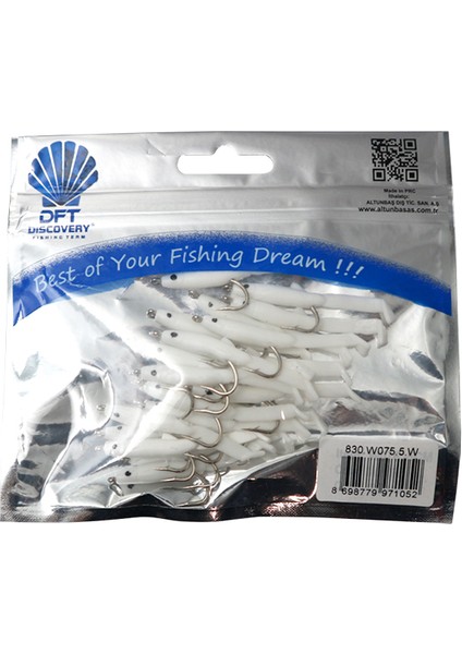 Discovery W075 Sasi 5 cm Iğneli Beyaz Silikon Balık Yem