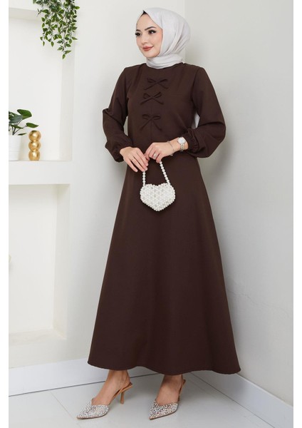 Önü Fiyonklu Etekli Ikili Takım Kahverengi HM2705