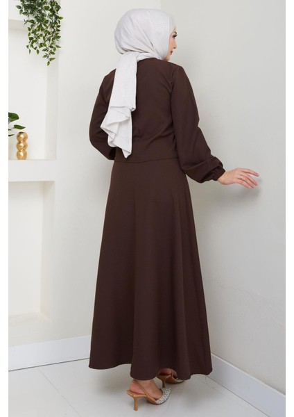 Önü Fiyonklu Etekli Ikili Takım Kahverengi HM2705 indirimleri