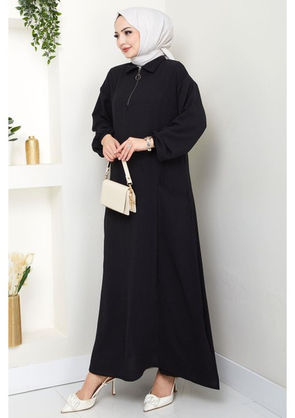 Yarım Fermuarlı Cepli Ayrobin Takım Siyah HM2759 modelleri