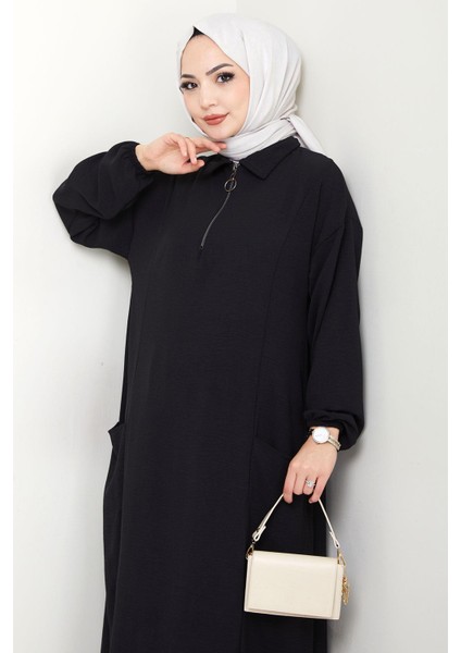 Yarım Fermuarlı Cepli Ayrobin Takım Siyah HM2759 fırsatları