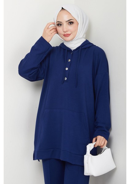 Çıtçıtlı Kapüşonlu Ikili Takım Lacivert HM2646 modelleri