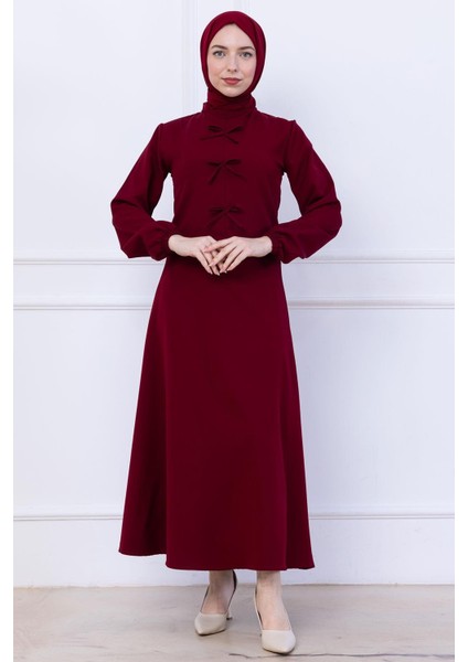 Önü Fiyonklu Etekli Ikili Takım Bordo HM2705 modelleri