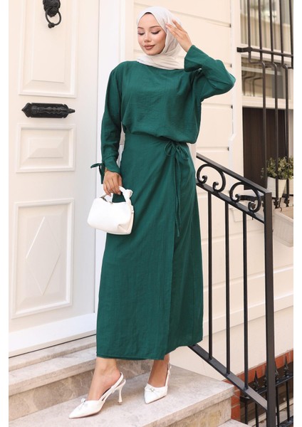Bağcık Detaylı Etekli Takım Zümrüt HM2724 indirimleri
