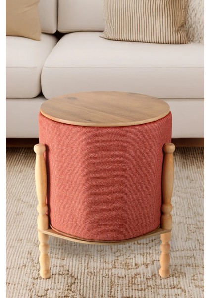Çift Yönlü Sehpa Çevir Puf Çift Taraflı Yıkanabilir Kılıflı Puf Bench Ahşap Koltuk Sehpası Linen