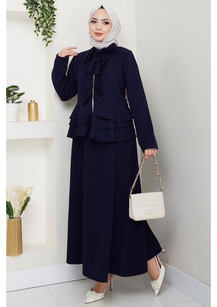 Fırfırlı Etekli Takım Lacivert HM2722