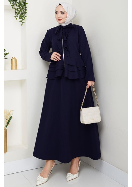 Fırfırlı Etekli Takım Lacivert HM2722 fırsatları