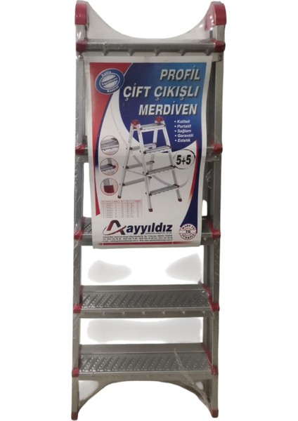 Merdiven Çift Çıkışlı Profil Merdiven 5 + 5 Basamak